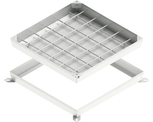 Trapă de vizitare pătrată cu structură de grilaj.