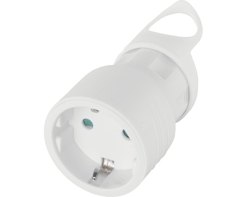 Adaptor alb de priză cu contact de protecție cu dispozitiv de suspensie
