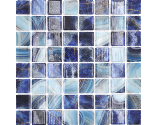 Mozaic piscină sticlă VP56384PUR albastru 31,6x31,6 cm Placă de mozaic cu pietre pătrate de sticlă albastră
