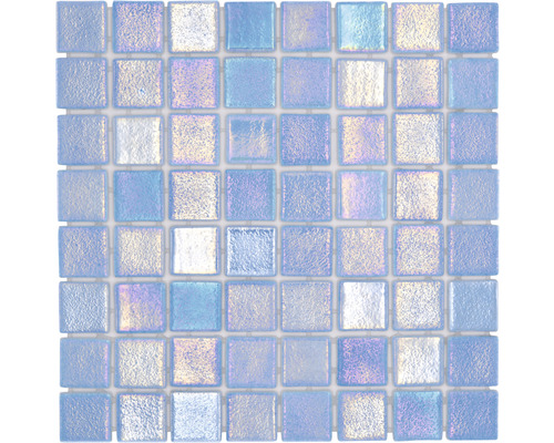 Mozaic sticlă VP55381PUR albastru 31,6x31,6 cm Placă de mozaic cu pietre de sticlă pătrate și deschise la culoare