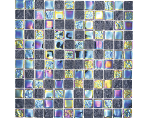 Mozaic piscină sticlă CM S265 albastru 30,4x30,4 cm Placă de mozaic cu elemente pătrate