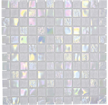 Mozaic piscină sticlă CM S100 alb 30,4x30,4 cm