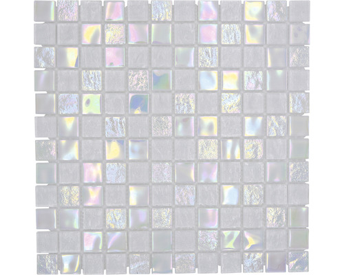 Mozaic piscină sticlă CM S100 alb 30,4x30,4 cm