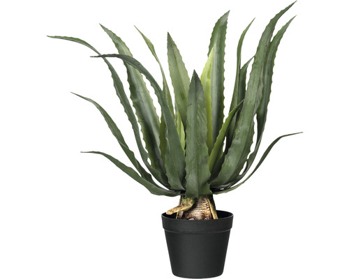 Plantă artificială Agavă americana 'Variegata' în ghiveci H 60 cm verde