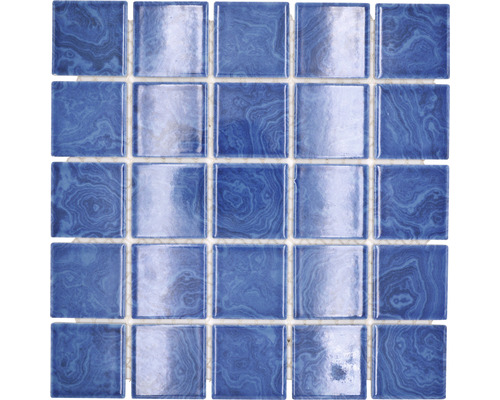 Mozaic piscină ceramic SD 621N albastru 30,4x30,4 cm Placă de mozaic pătrată cu aspect de marmură albastră