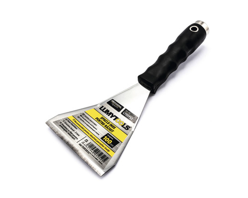 Șpaclu pentru răzuit Lumy Tools Profesional 100mm, mâner din cauciuc cu filet Șpaclu din oțel inoxidabil cu mâner negru