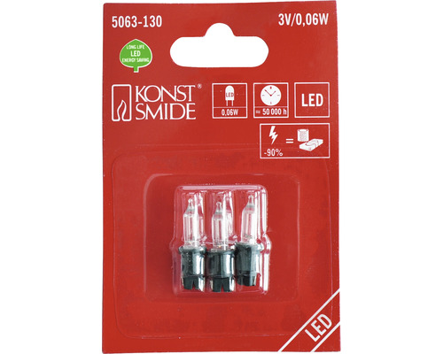 Logo Konstsmide, bec LED 3 V 0,06 wați, durata de viață 50000 ore
