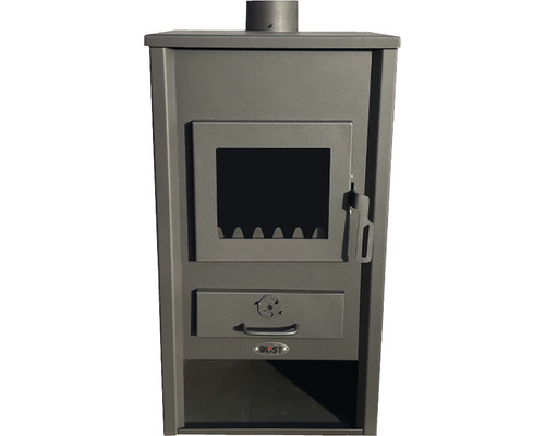 Termoșemineu pe lemne, cărbune B2E 14 kW volum boiler 15l negru 91x46,5x46 cm Șemineu cu racord pentru coșul de fum, ușă pentru camera de ardere și sertar