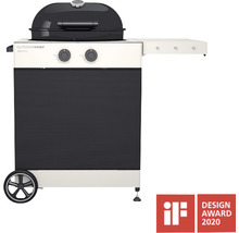 Grătar pe gaz Outdoorchef cu grătar sferic, raft lateral și roți