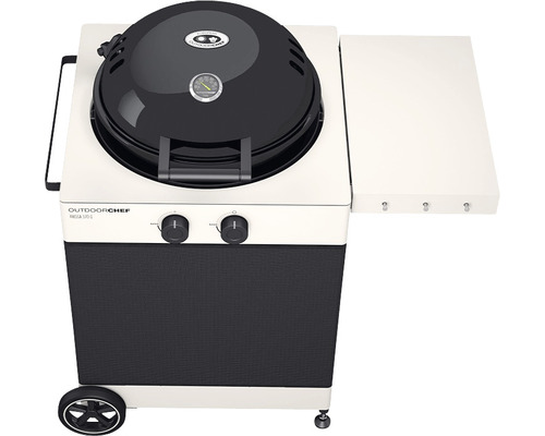Grătar pe gaz Outdoorchef cu raft lateral și roți