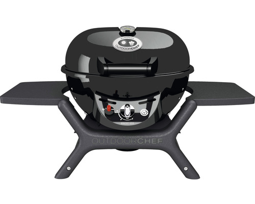 Grătar pe gaz OUTDOORCHEF MINICHEF 420G 1 arzător 4,3 kW suprafață de gătire Ø 39,5 cm incl. termometru integrat în capac, mese laterale pliante, tavă de colectare grăsime