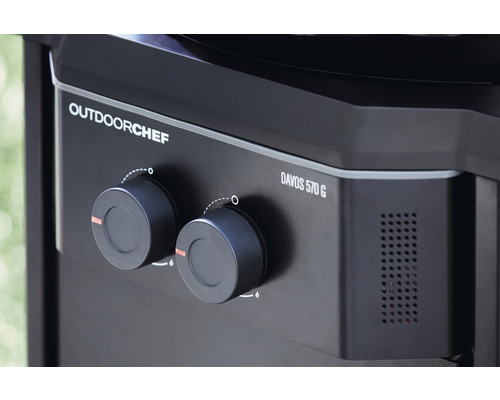 Imagine detaliată cu grătarul pe gaz Outdoorchef Davos 570 G cu butoane rotative