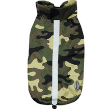 Haină pentru câini cu model de camuflaj și bandă reflectorizantă