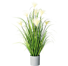 Plantă artificială decorativă în ghiveci cu iarbă și inflorescențe pentru interior
