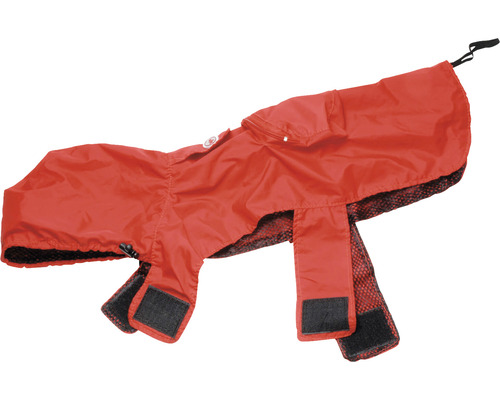 Haină roșie pentru câini, cu glugă și închidere cu velcro