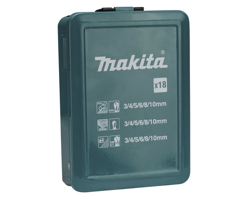 Set burghie Makita cu 18 piese în cutie metalică