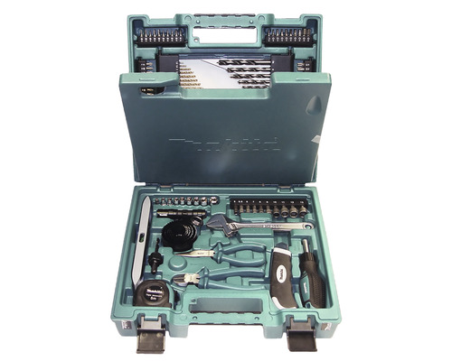 Cutie de scule deschisă cu diverse instrumente și accesorii