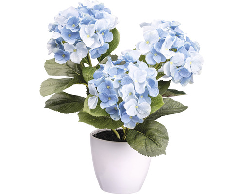 Plantă artificială Hortensie în ghiveci H 32 cm albastru/ alb