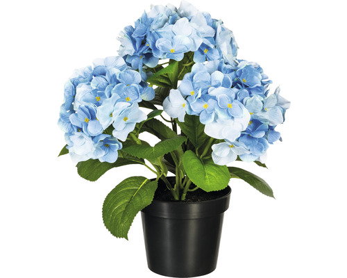 Plantă artificială Hortensie în ghiveci H 32 cm albastru/ negru