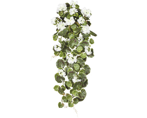 Plantă artificială Muşcată curgătoare H 80 cm alb