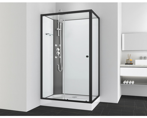 Cabină de duș completă Sanotechnik Viva 1 120x80x225 cm, sticlă securizată 4 mm, profile negre