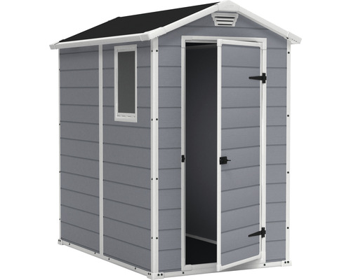 Șopron de grădină cu fereastră și ușă dublă deschisă