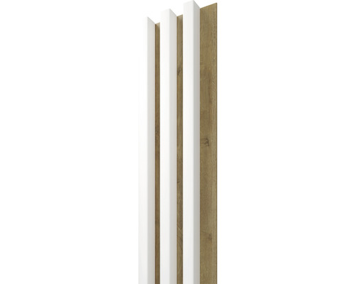 Panou riflaj decorativ Linea Slim 3 stejar alb 3x15x265 cm
