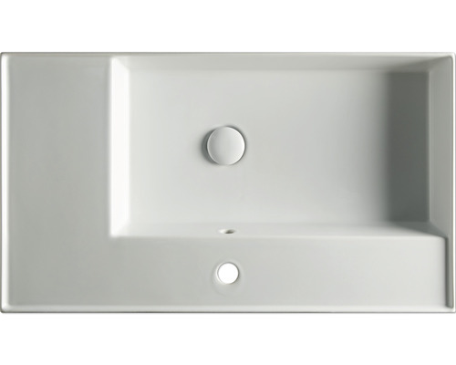 Chiuvetă ceramică dreptunghiulară cu orificiu pentru robinet și preaplin