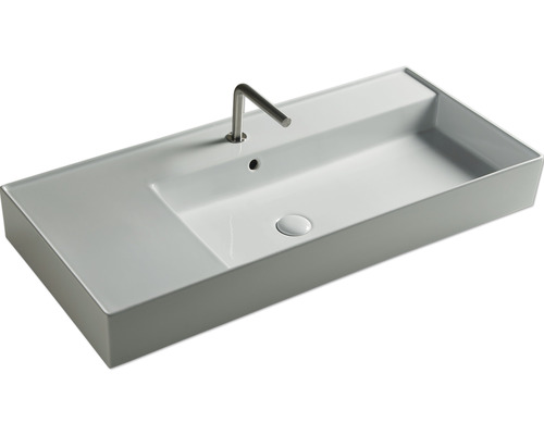 Lavoar dreptunghiular din ceramică sanitară cu baterie