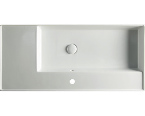 Vedere de sus a unei chiuvete dreptunghiulare cu preaplin