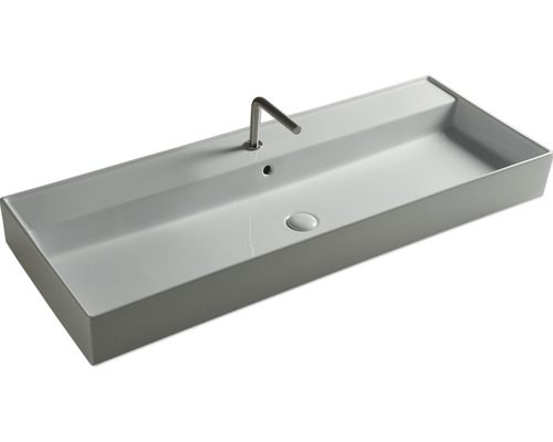 Lavoar ceramic dreptunghiular, montat pe blat, cu baterie