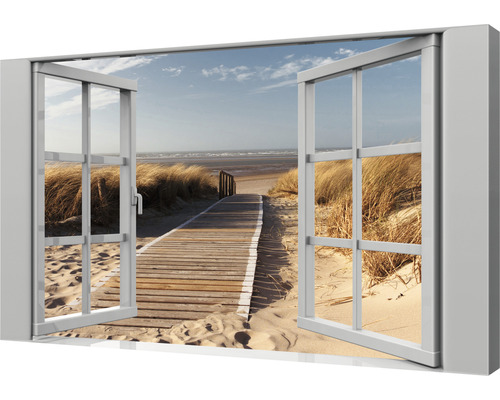 Autocolant de perete cu motiv de fereastră și plajă