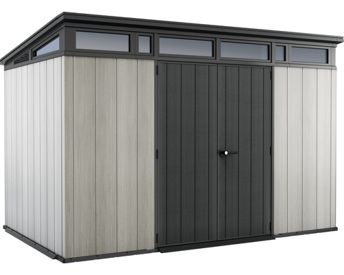 Magazie de grădină din plastic cu ușă dublă și ferestre