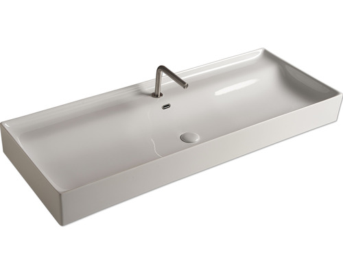 Lavabo dreptunghiular cu montaj pe blat și baterie