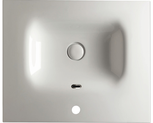 Chiuvetă ceramică cu orificiu pentru robinet, preaplin și scurgere ascunsă