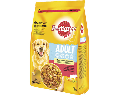 Hrană uscată pentru câini Pedigree Adult cu vită și legume 3 kg