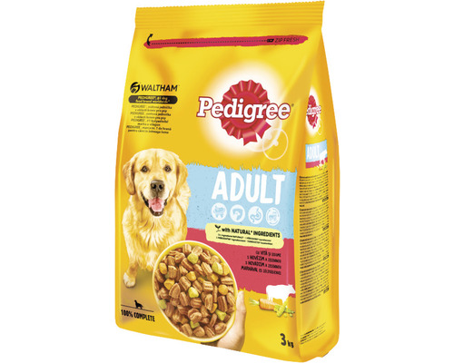Hrană uscată pentru câini Pedigree Adult cu vită și legume 3 kg Pedigree Adult hrană uscată pentru câini, pachet de 3 kg