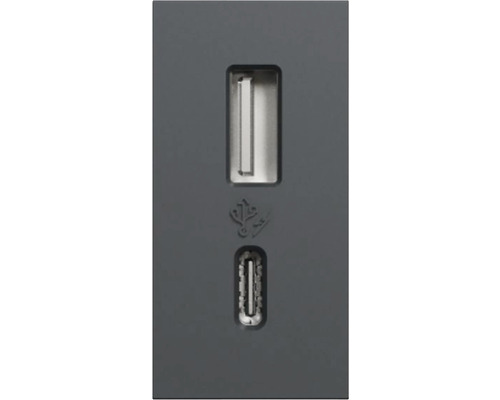 Priză USB dublă Schneider Unica max. 2400 mAh (1x USB tip A+ 1x USB tip C), 1 modul, antracit Porturi USB tip A și tip C