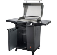 Grătar cu capac deschis, rafturi și dulap inferior