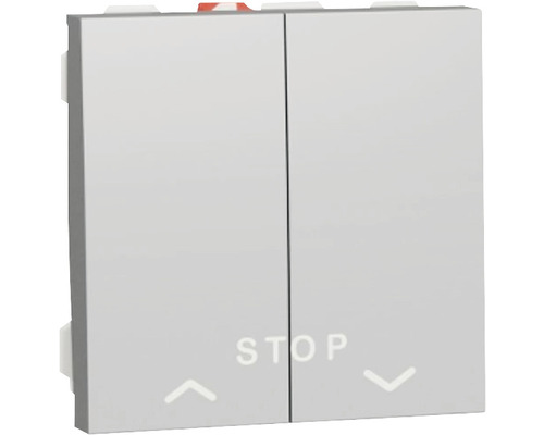 Întrerupător pentru jaluzele Schneider Unica, simbol săgeți sus-stop-jos, nuanță aluminiu Întrerupător pentru jaluzele Schneider Unica, simbol săgeți sus-stop-jos, nuanță aluminiu