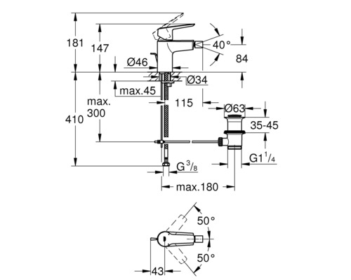Desen tehnic al unei armături cu dimensiuni