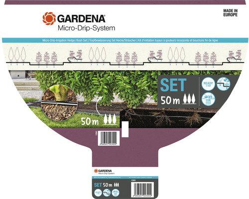 Set Gardena Micro-Drip-System pentru irigarea gardurilor vii și a arbuștilor, 50 metri