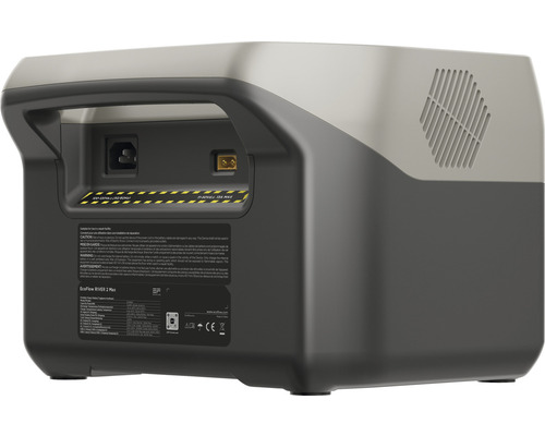 EcoFlow RIVER 2 Max Powerstation vedere din spate cu porturi și date tehnice