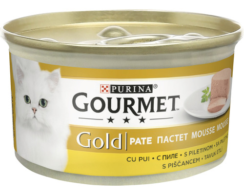 Hrană umedă pentru pisici PURINA Gourmet Gold Mousse cu pui 85 g-0