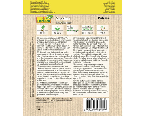 FloraSelf Bio Zucchini Partenon pachet de semințe