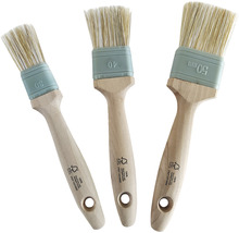 Trei pensule de vopsit cu mâner de lemn și indicații de dimensiune