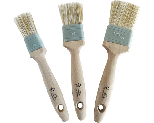 Set 3 pensule pentru vopsit Professional Universal Trei pensule de vopsit cu mâner de lemn și indicații de dimensiune