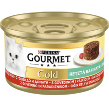 Purina Gourmet Gold hrană pentru pisici cu vită și roșii la conservă