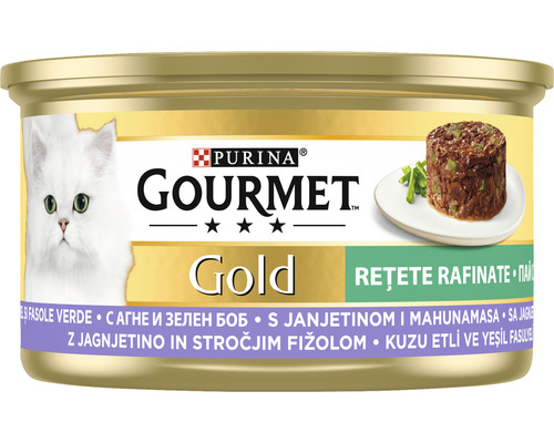 Hrană umedă pentru pisici PURINA Gourment Gold Savoury Cake cu miel și fasole 85 g