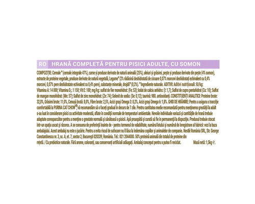 Informații despre hrana pentru pisici adulte cu somon
